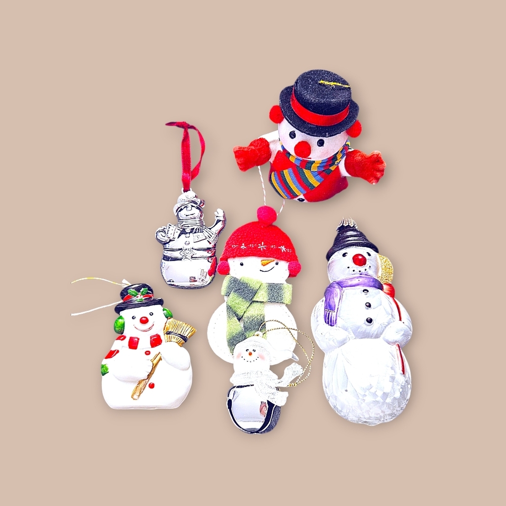 Vintage Krebs Handblown Glass Regent Square Silver Hallmark Snowman Ornaments